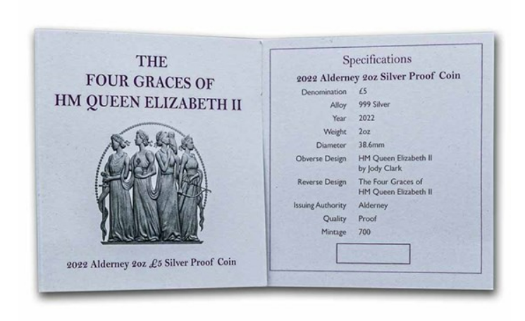 2022 2 oz Alderney Four Graces Silver
