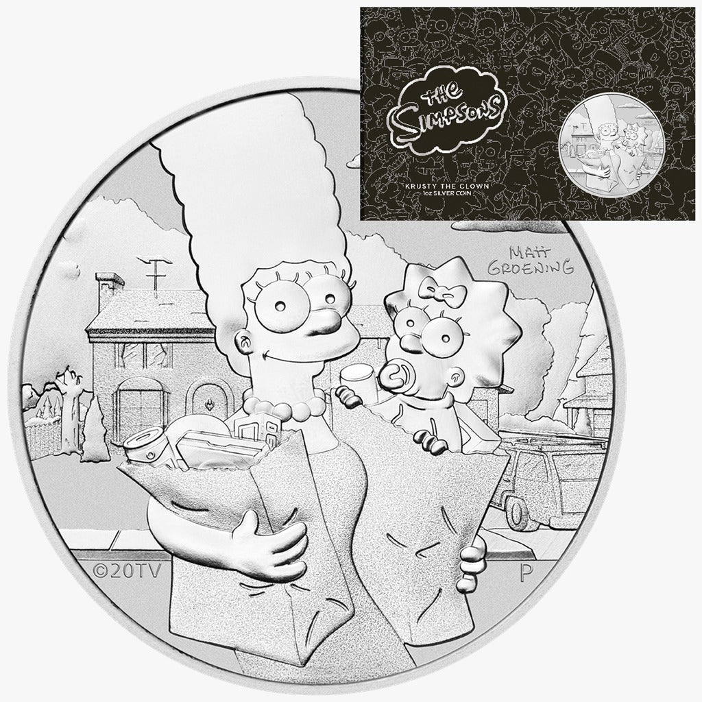 2021 Marge & Maggie Simpson 1 oz Silver Coin in Card - CoinsTV