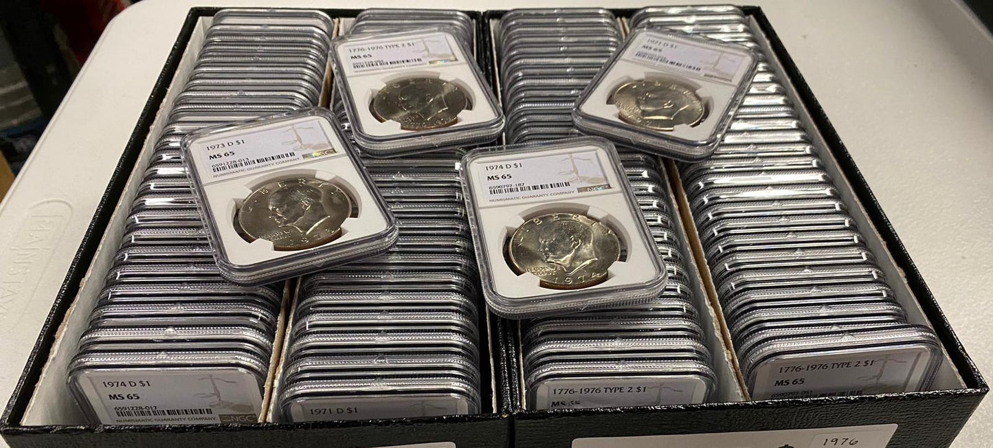 Eisenhower One Dollar Grab Bag NGC MS65 - CoinsTV