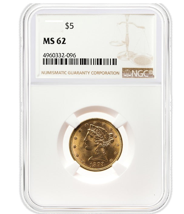 $5 Liberty Gold Half Eagle - NGC MS62 - CoinsTV