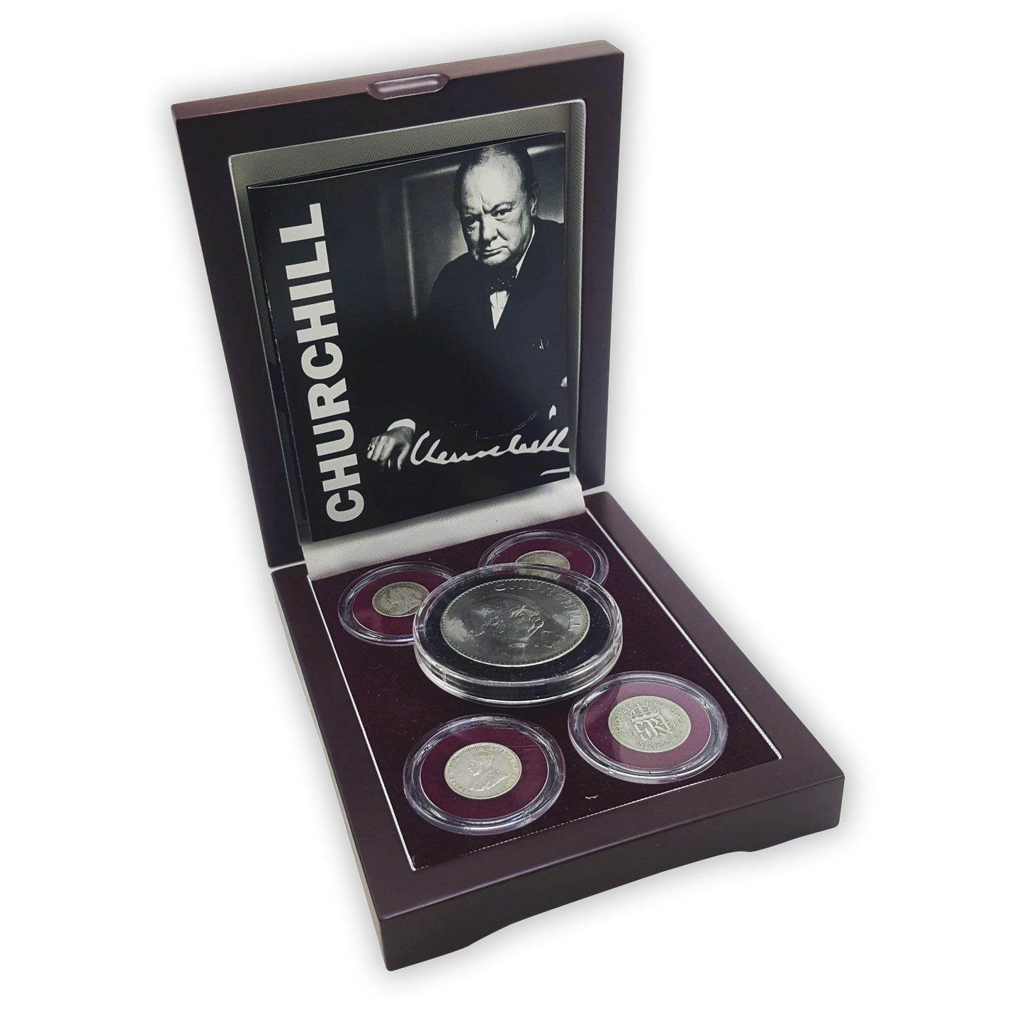 Winston Churchill: Five Coin Collection (Wooden Box) - CoinsTV