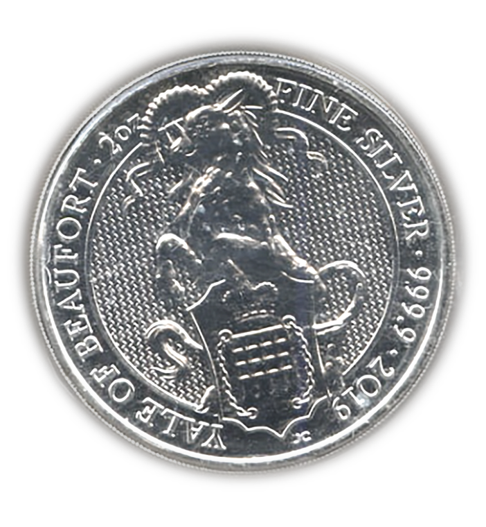 2019 Yale of Beaufort 2 Oz Silver Bullion - Queen's Beast - CoinsTV
