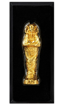 2022 Solomon 5 oz Tutankhamun Sarcophagus Silver - 3D Shape with Gold Plating - CoinsTV