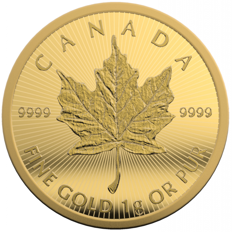 2021 Maplegram 1 gram .9999 Fine Gold - Royal Canadian Mint - CoinsTV