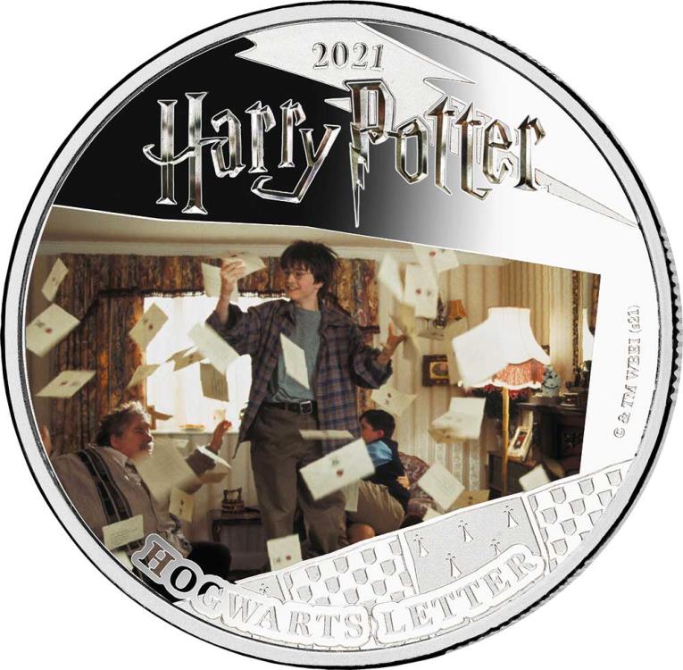 2021 Samoa - Harry Potter - Hogwarts Letter Colourised Silver Proof Coin - CoinsTV