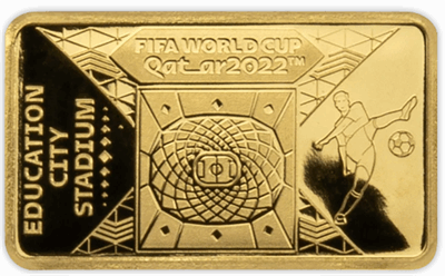 2022 World Cup Education City Stadium Gold Prooflike - CoinsTV