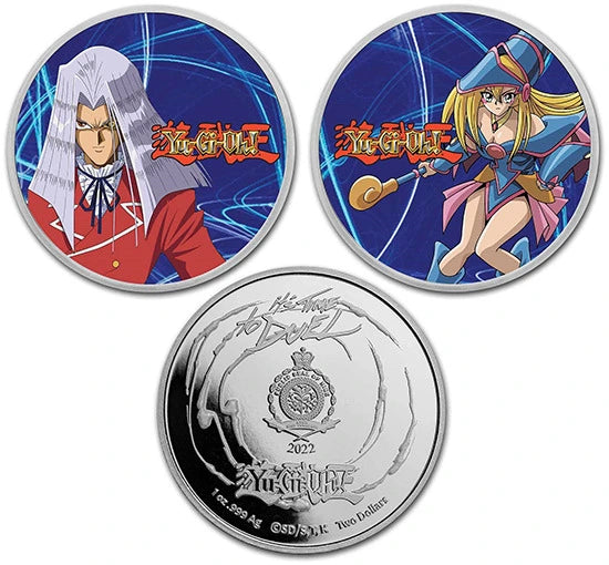 2022 Niue Yu-Gi-Oh Dark Magician Girl and Maximillion Pegasus - 1oz .999 Silver Colour Coin Set - CoinsTV
