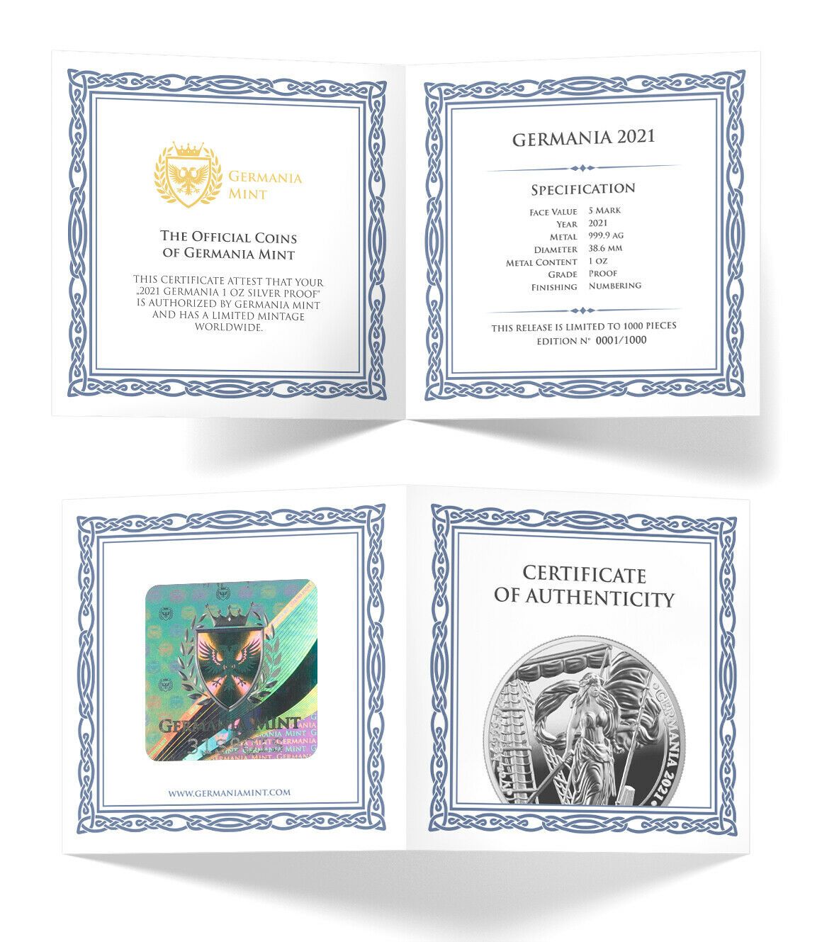 2021 Germania 1 Oz Silver - Germania Mint - Proof - CoinsTV