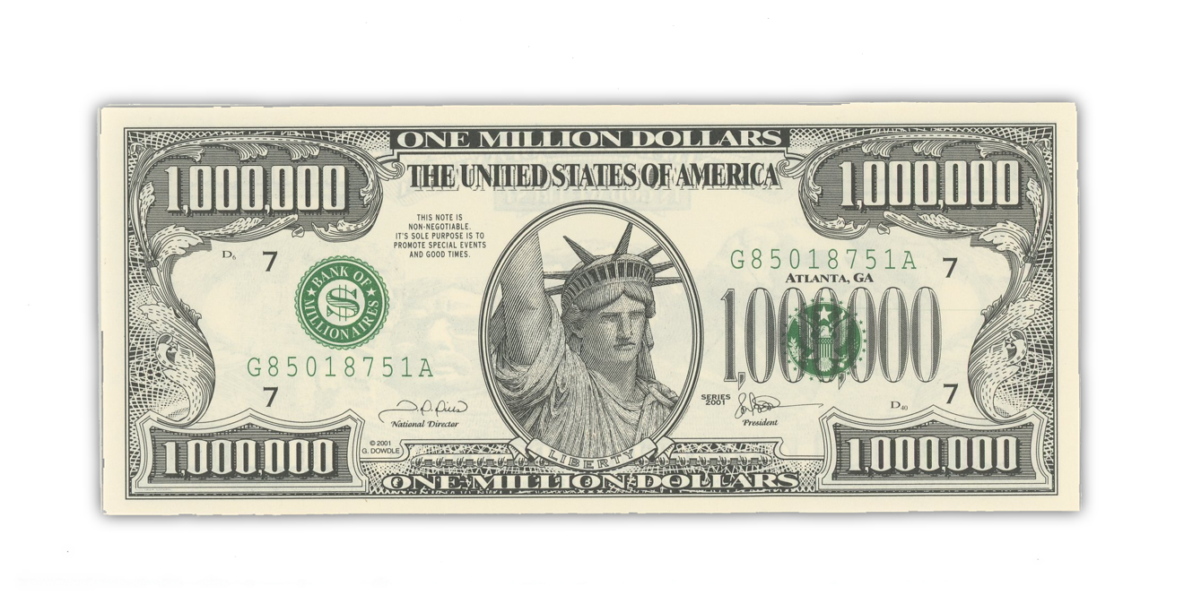 MILLION DOLLAR BILL REPLICA