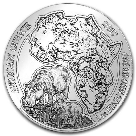 2017 Hippo 1 Oz Silver - Rwanda - Brilliant Uncirculated - CoinsTV