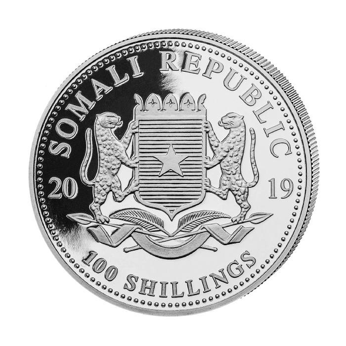 2019 African Wildlife Leopard - 1 Oz Silver - Somalia - Brilliant Uncirculated - CoinsTV