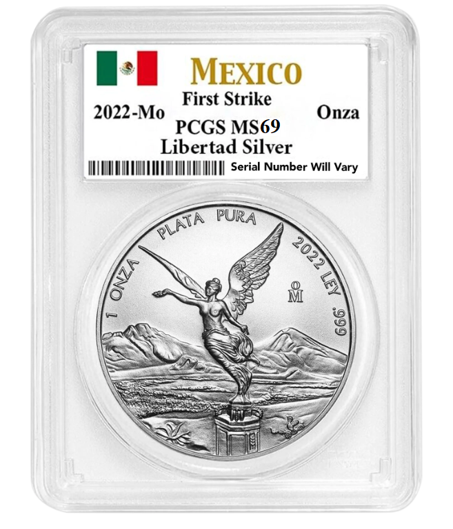 2022 1 oz Mexican Libertad Silver Coin - PCGS MS69 First Strike - CoinsTV
