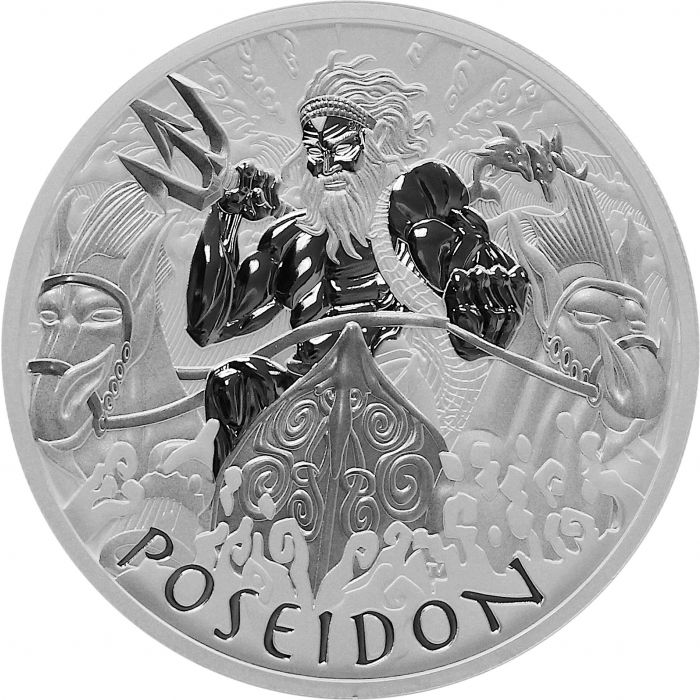 2021 Tuvalu Gods of Olympus - Poseidon - 1 oz Silver BU coin - Perth Mint - CoinsTV