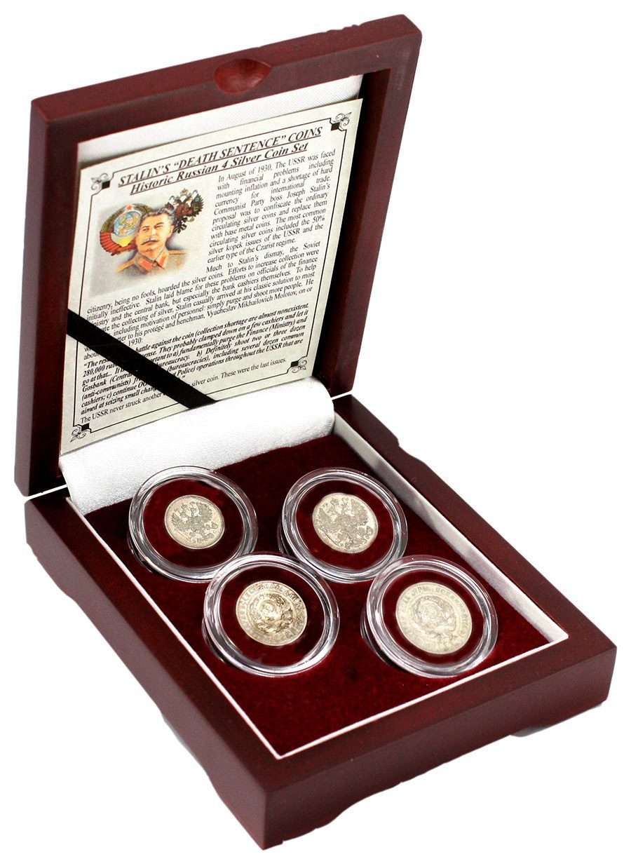 Stalin's "Death Sentence" Coins: Box of 4 Russian Silver Coins - CoinsTV