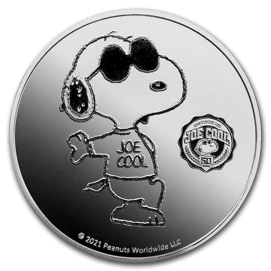 2021 1oz Peanuts Joe Cool Silver Round - CoinsTV