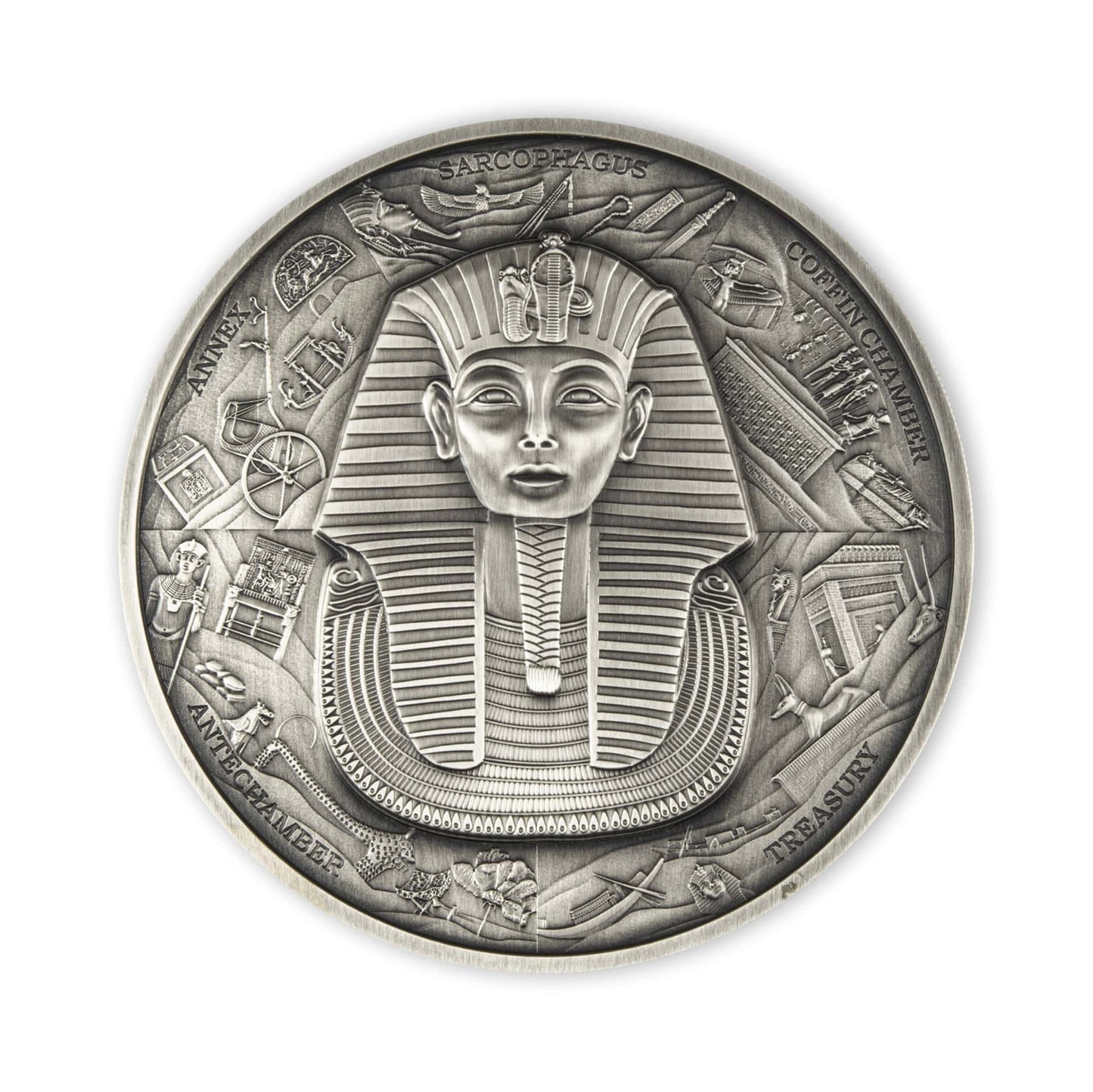 2022 The Mask of Tutankhamun - 1/2 Kilo Silver with Gold Plated Puzzle Pieces - Antique Finish