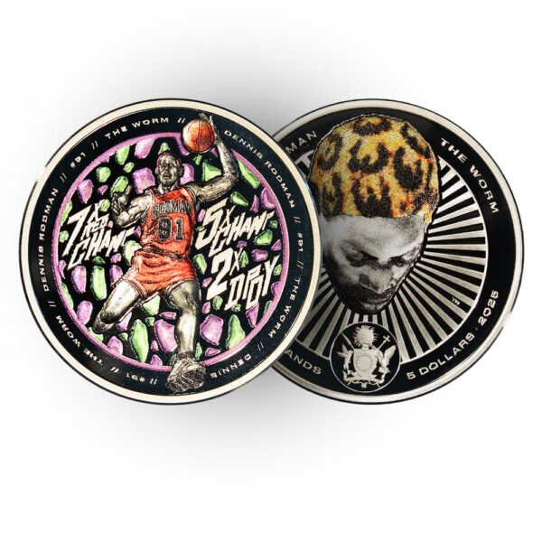 2025 Cook Islands 1 oz Silver Coin – Dennis Rodman Signature Design by Tyson Beck (Celebrity Mint Series) - CoinsTV