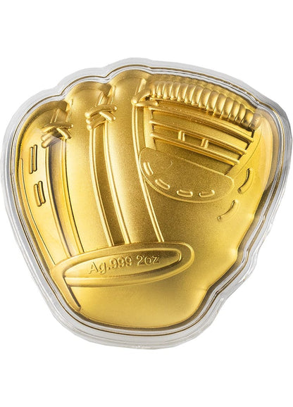 Celebrity Mint Major League Series -  2oz .999 Gilded Silver Baseball Glove in Gift Box - CoinsTV