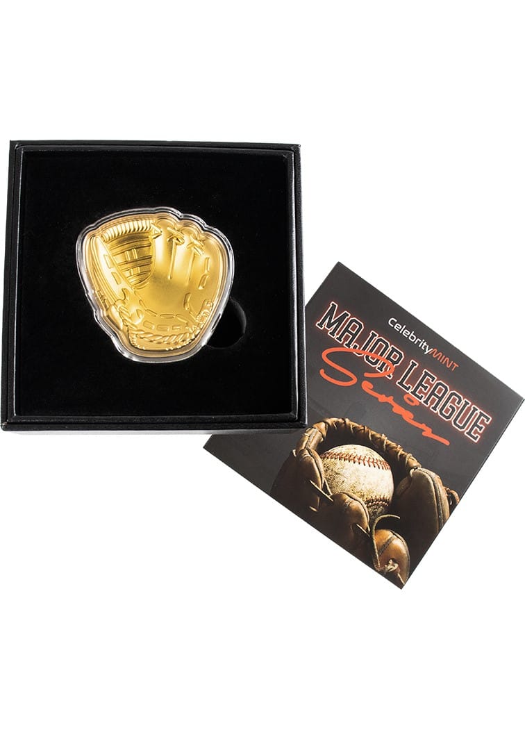Celebrity Mint Major League Series -  2oz .999 Gilded Silver Baseball Glove in Gift Box - CoinsTV