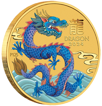 2024 Australia Lunar Dragon BU Colorized 1/20 oz Gold Coin - CoinsTV