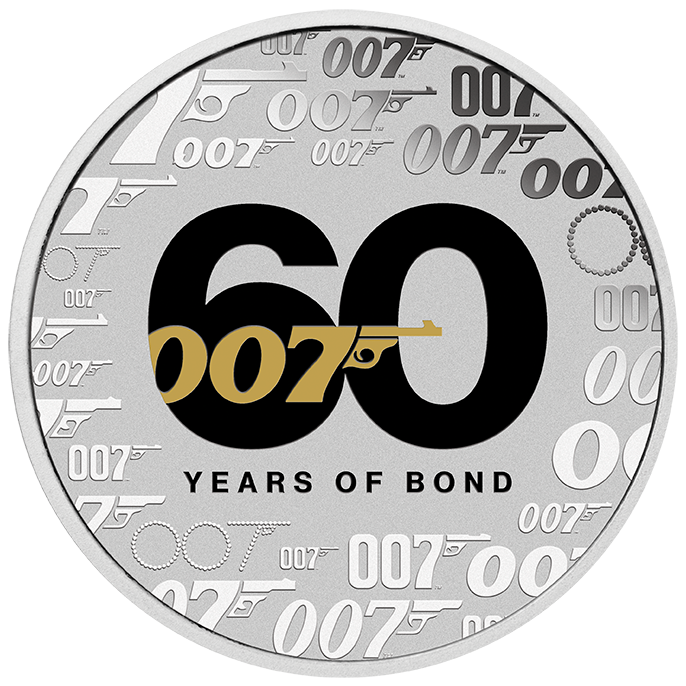 2022 Tuvalu James Bond 60 Years Color Logo BU In Card 1 oz Silver Coin - CoinsTV