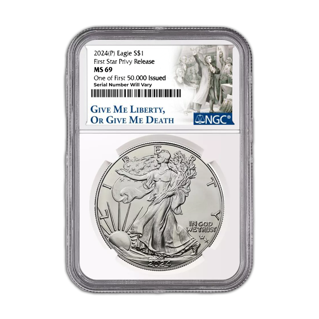2024 (P) Silver Eagle NGC MS69 - First Star Privy - Founding Fathers Label