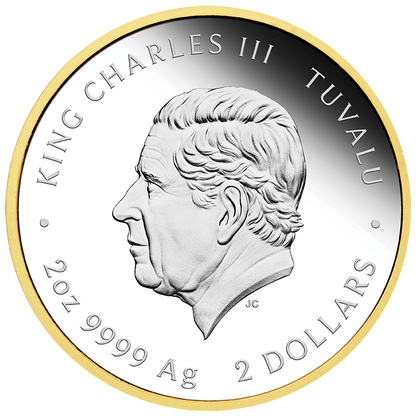 2024 Tuvalu SpongeBob Squarepants Gold Gilded Proof 2 oz Silver Coin