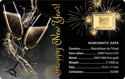 Chad Happy New Year 1/1000 oz Gold Coin in Card - CoinsTV