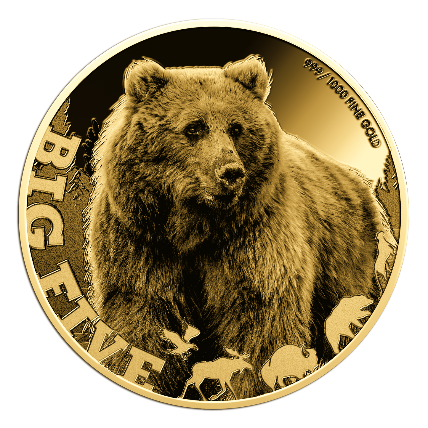 2022 Chad Big Five Grizzly Bear 1/200 oz Gold Coin