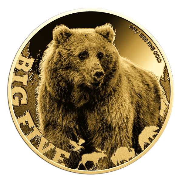 2022 Chad Big Five Grizzly Bear 1/200 oz Gold Coin