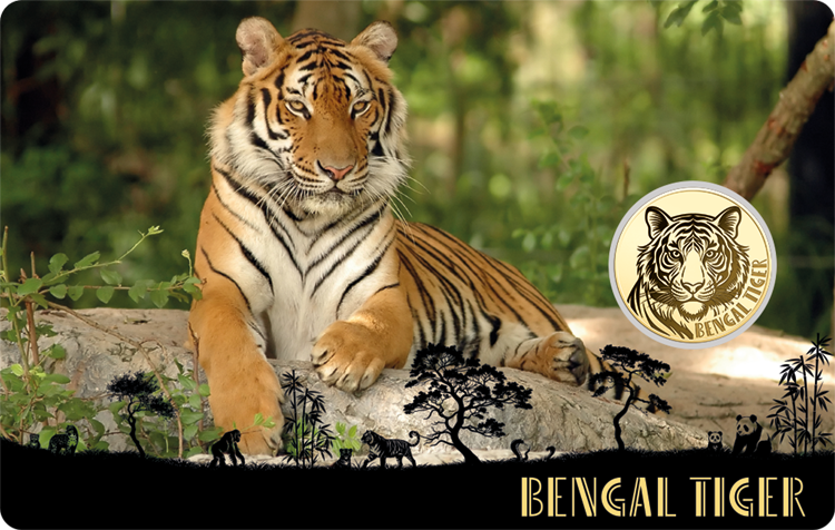 Gabon Bengal Tiger 1/1000 oz Gold Coin in Card