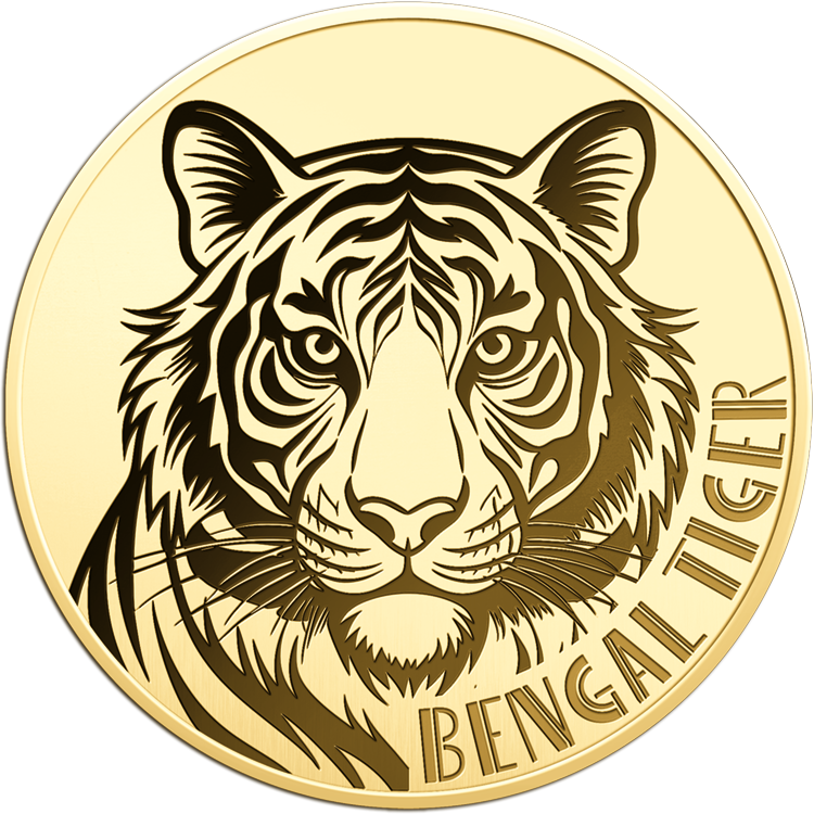 Gabon Bengal Tiger 1/1000 oz Gold Coin in Card