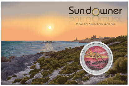 2026 Australia Kangaroo BU Colorized Sundowner Edition 1 oz Silver Coin in Card
