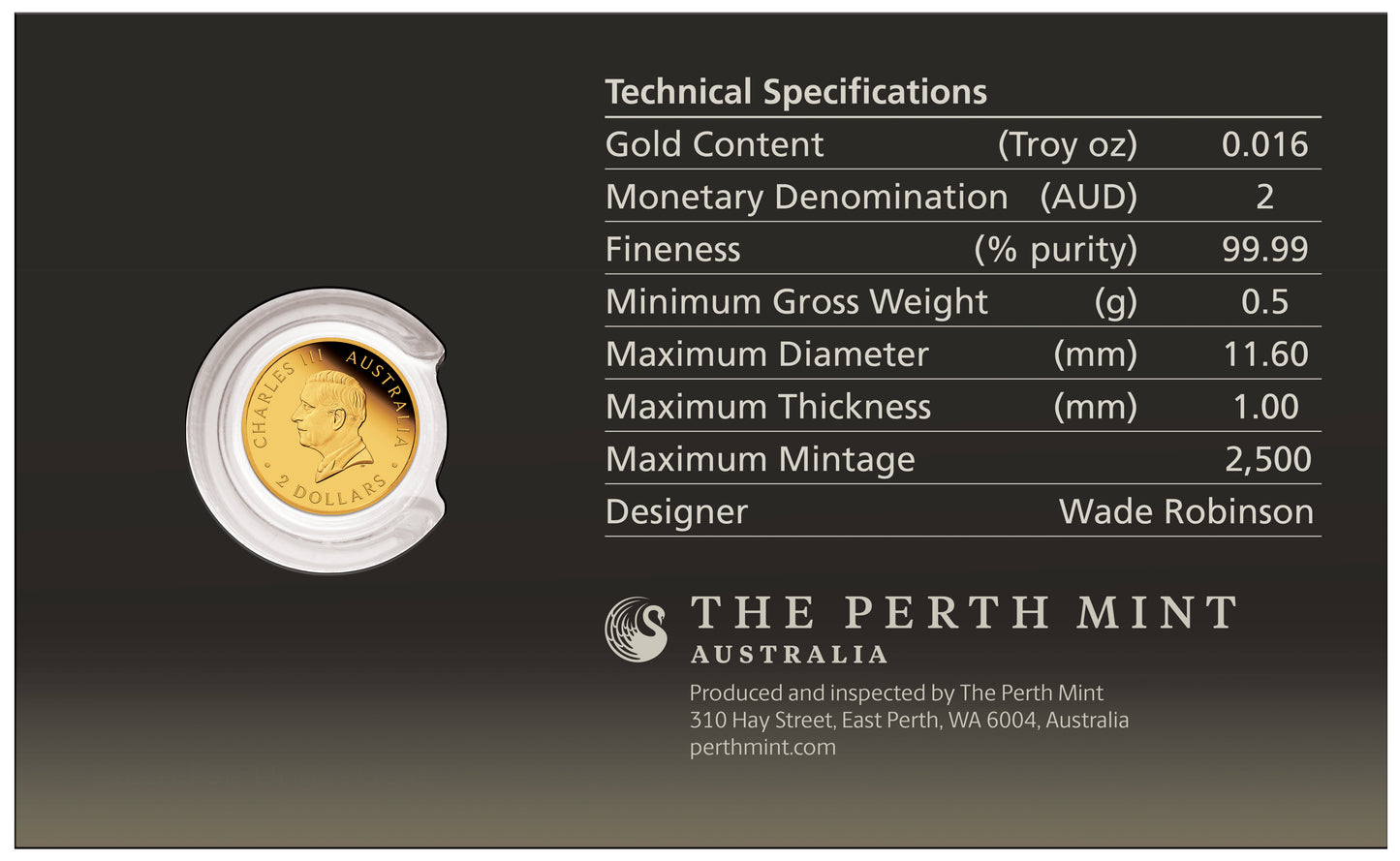 2026 Australia Kookaburra 0.5g Gold Coin in Card