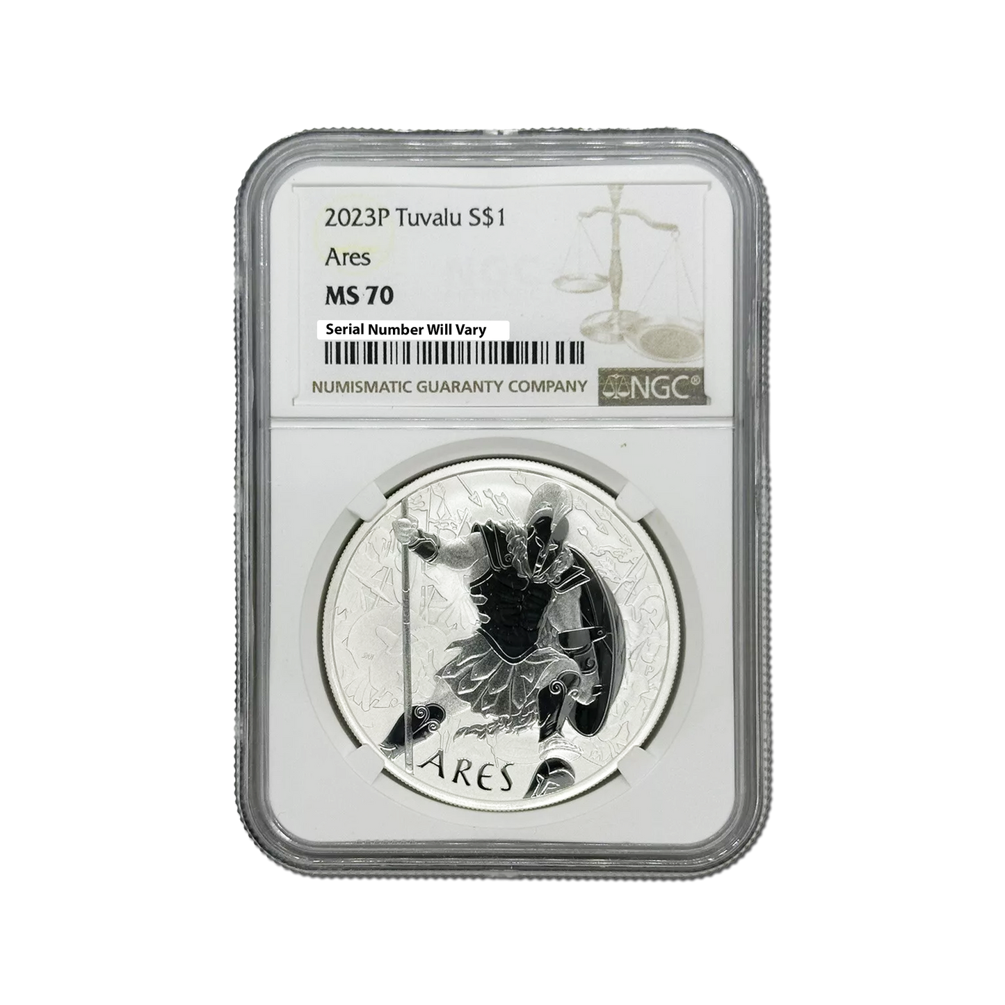 2023-P Tuvalu Gods of Olympus Ares - NGC MS70 1 oz Silver - CoinsTV
