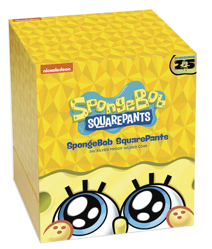 2024 Tuvalu SpongeBob Squarepants Gold Gilded Proof 2 oz Silver Coin