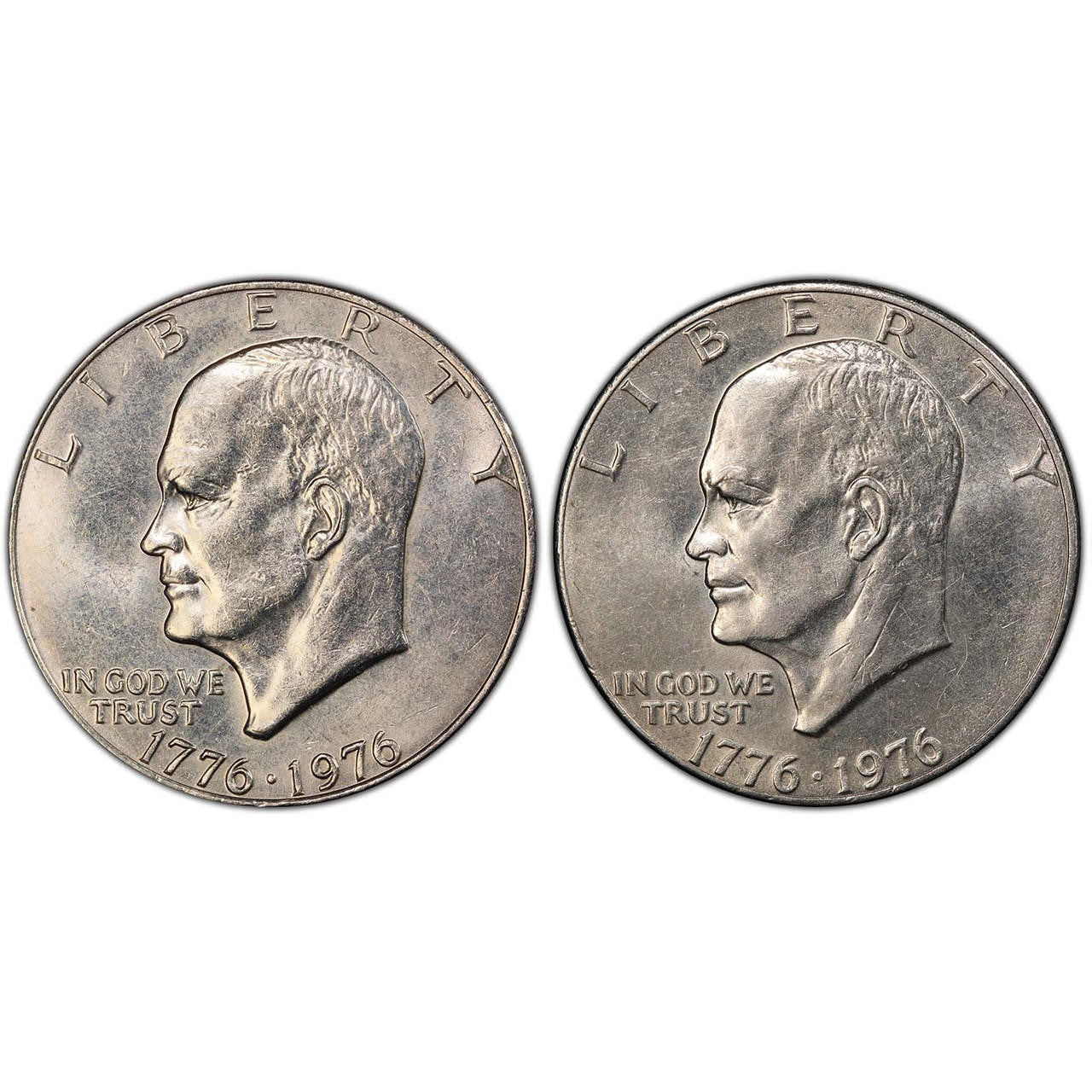 1976 Type 1 & Type 2 Eisenhower Dollar 2pc Set - AU/BU - CoinsTV
