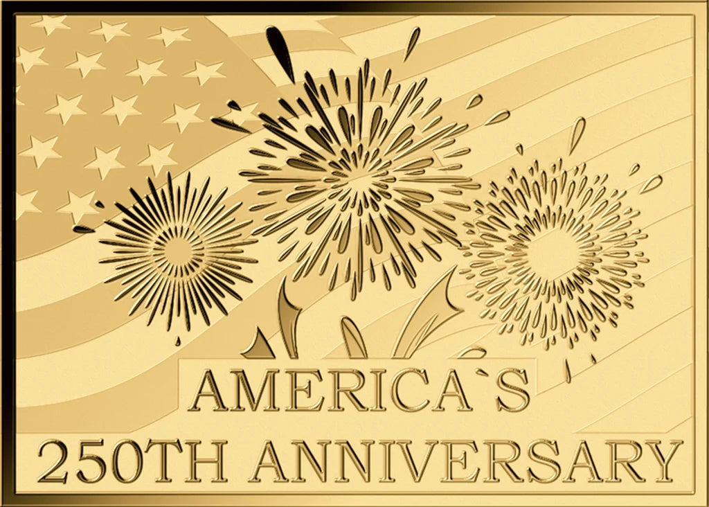 America 250th Anniversary 1/1000 oz Gold Medal in Card