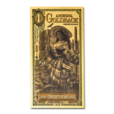 1 Arizona Goldback Aurum Gold Note