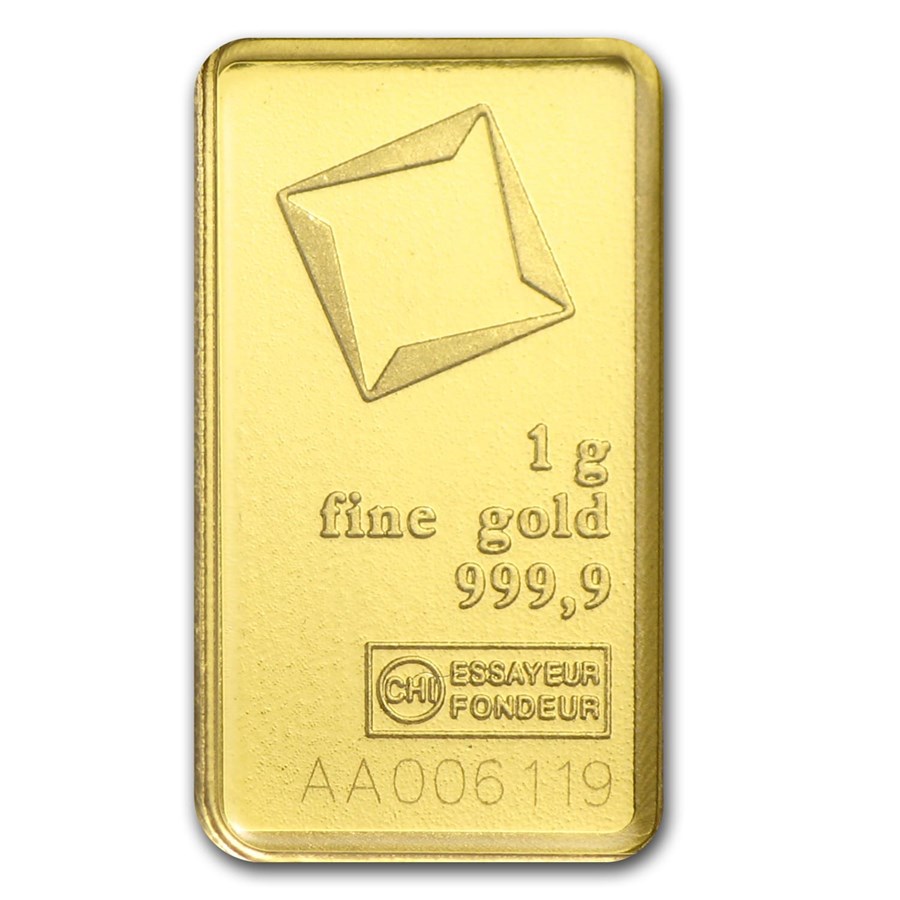 1 gram Gold Bar - Valcambi (Carded) - CoinsTV