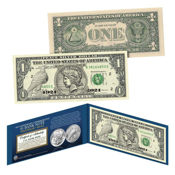 100th Anniversary U.S. Peace Silver Dollar Legal Tender $1 Bill - CoinsTV