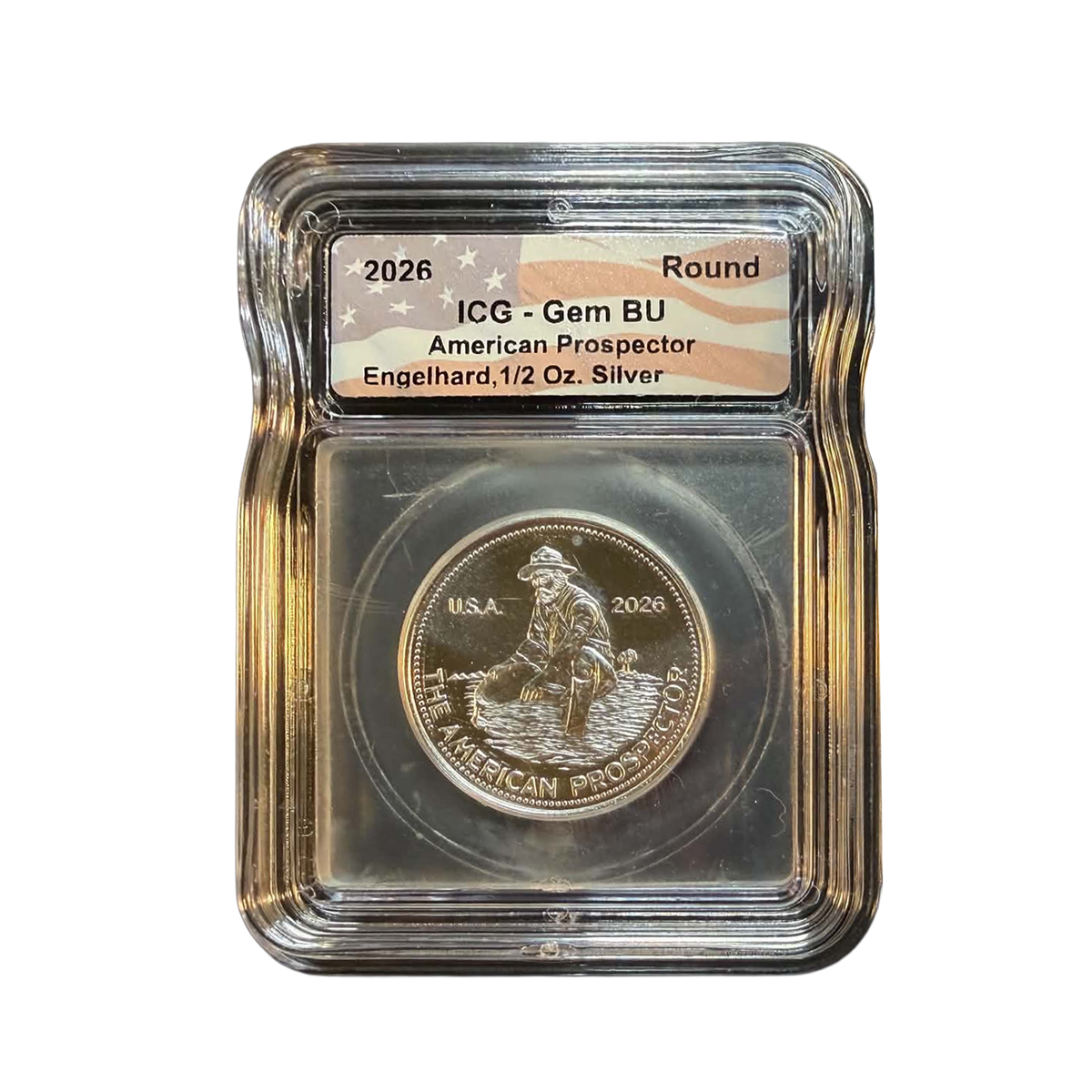 2026 Engelhard American Prospector 1/2 oz Silver - ICG GEM BU