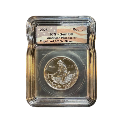 2026 Engelhard American Prospector 1/2 oz Silver - ICG GEM BU