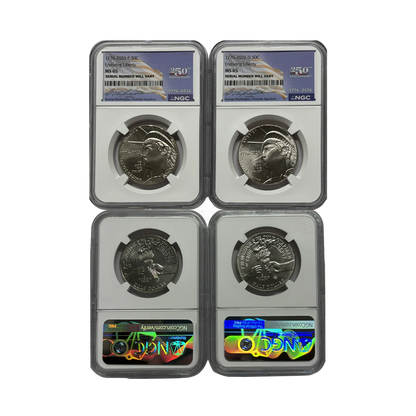 2026 P&D Enduring Liberty Half 250th Anniversary Flag Label - NGC MS65 Dual Date 2 Coin Set