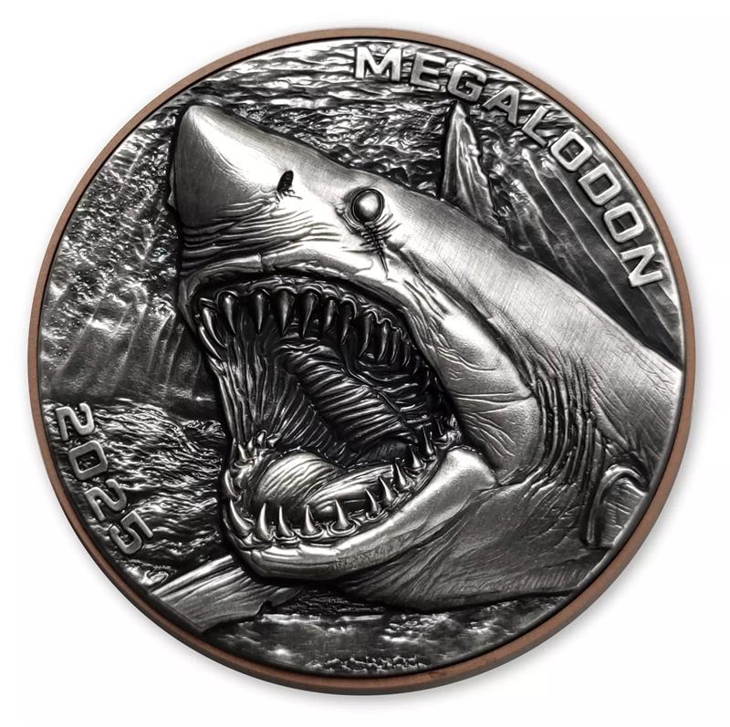 2025 Vanuatu Vatu Megalodon Double Giant Predators Silver Coin - CoinsTV