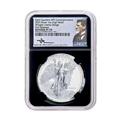 2025 Saint-Gaudens Winged Liberty NPF 1 oz Silver High Relief - NGC Rev PF70 FR Mercanti Signed - CoinsTV