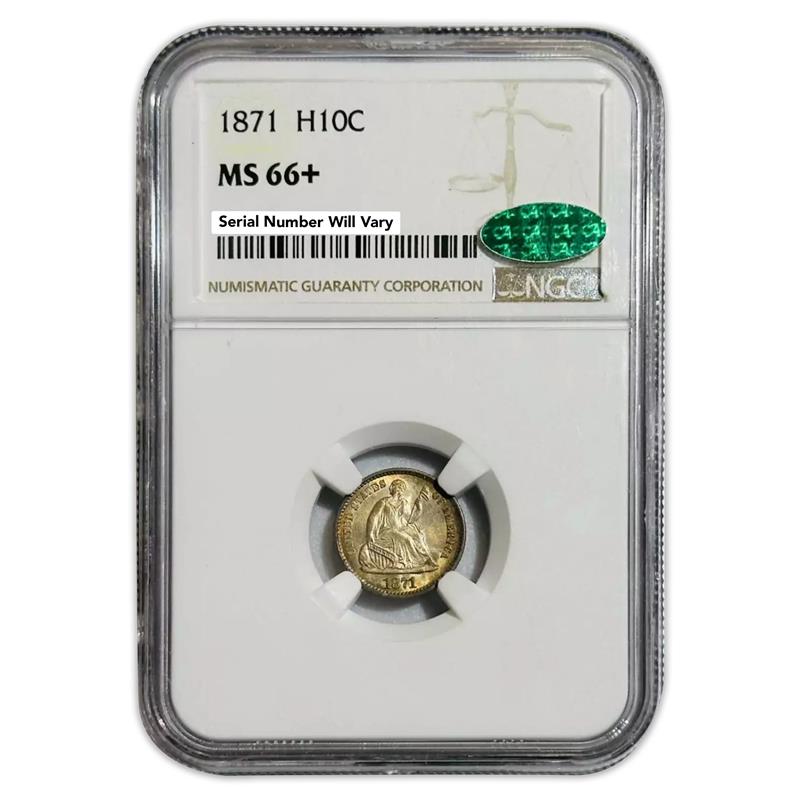 1871 Seated Liberty Half Dime - NGC MS66+ CAC - CoinsTV