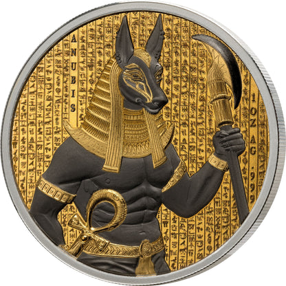 2024 Benin Golden Darkness of Egypt Anubis 1 oz Silver Coin - CoinsTV