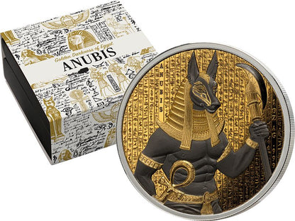 2024 Benin Golden Darkness of Egypt Anubis 1 oz Silver Coin - CoinsTV
