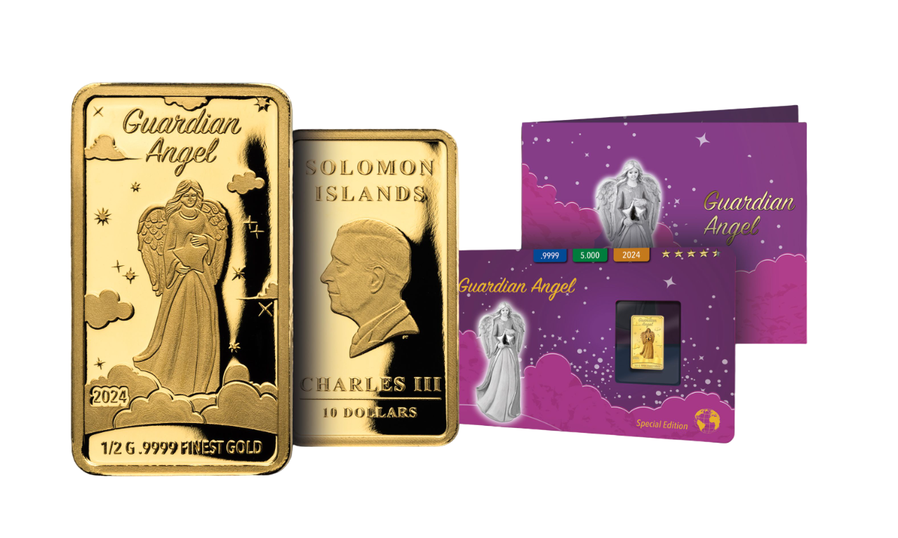 2024 Solomon Islands Guardian Angel 0.5 g Gold Bar - CoinsTV